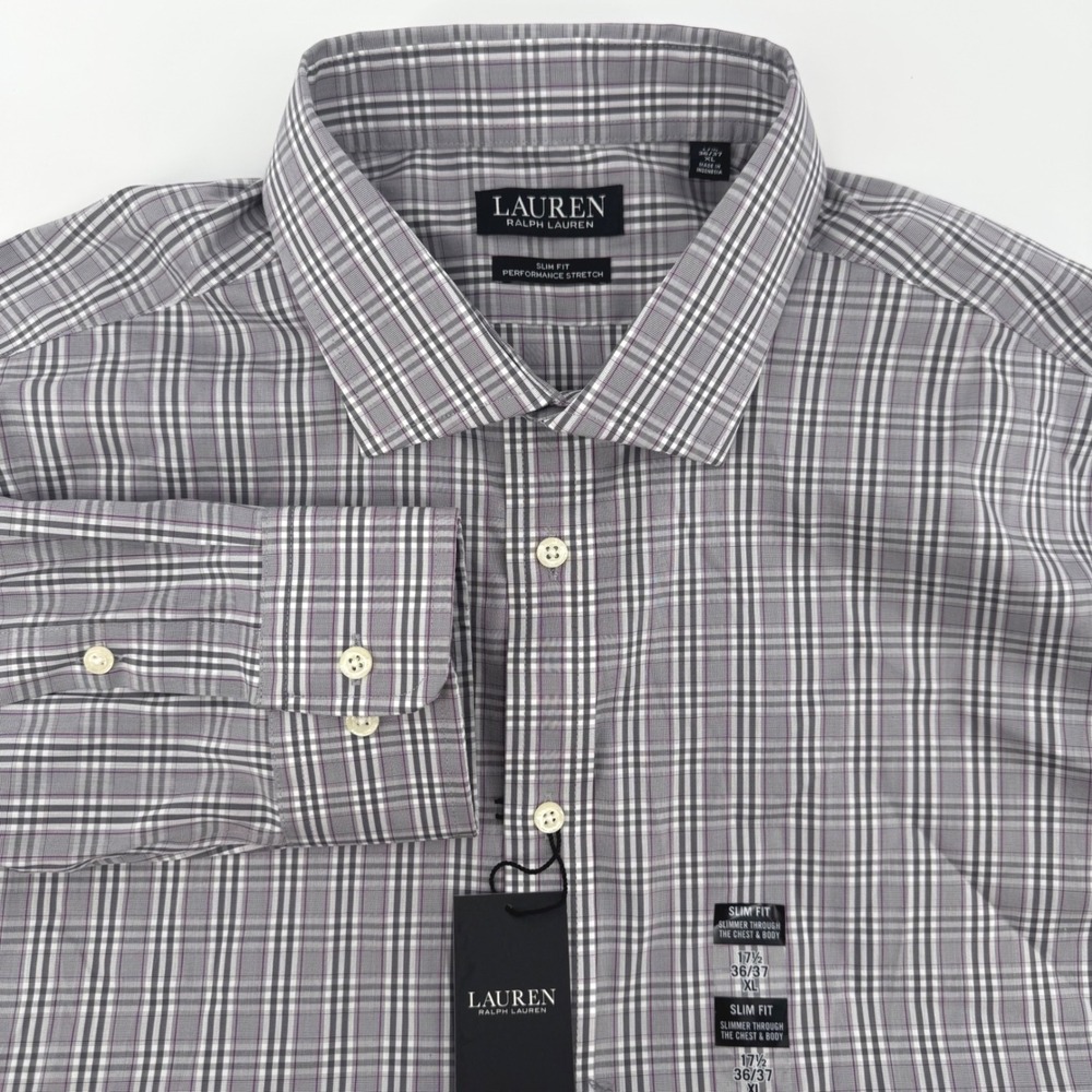 Lauren Ralph Lauren Mens XL Slim Fit Performance Stretch Plaid Dress Shirt NWT - Picture 1 of 10